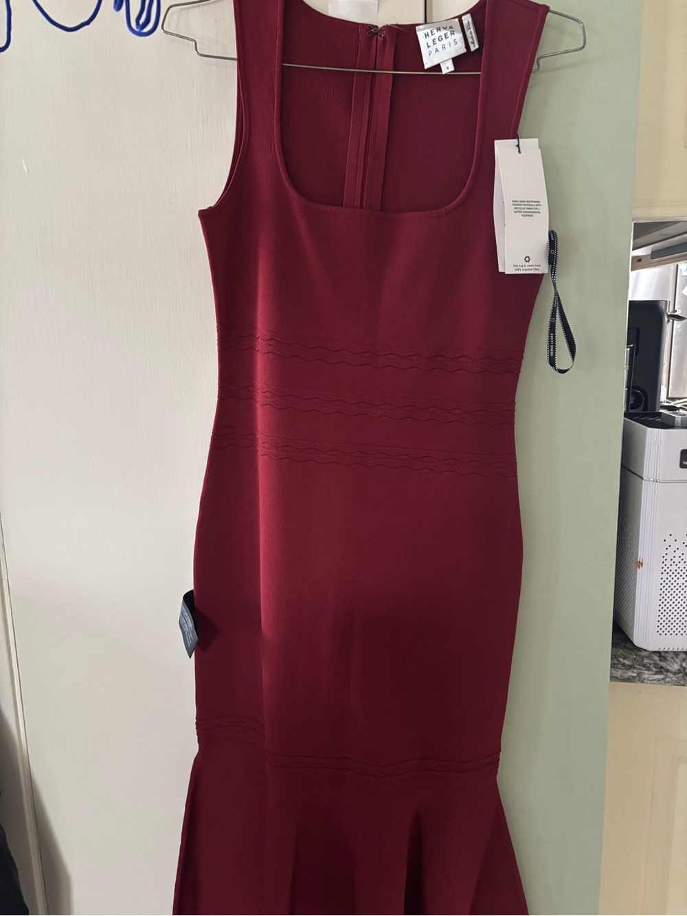 Herve Leger Sleeveless Wine Midi Dress - Picture 4 of 14